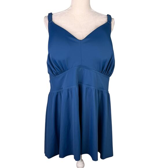 Torrid Wire Free Cross Back Tankini Top Poseidon Blue 6D/DD New - Picture 4 of 13